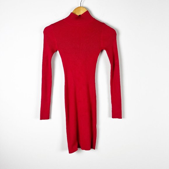 Derek Heart Turtleneck Mini Bodycon Sweater Dress S - Picture 2 of 3